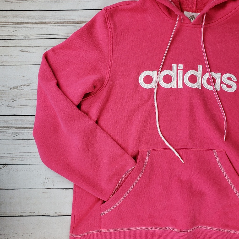 Adidas Pink Embroidered Spell Out Hoodie
